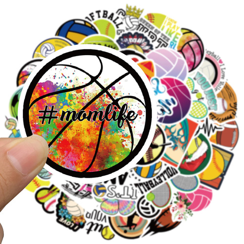 50 pieces of ball, football, basketball and rugby stickers, graffiti suitcase helmets, DIY handbook stickers available for wholesale