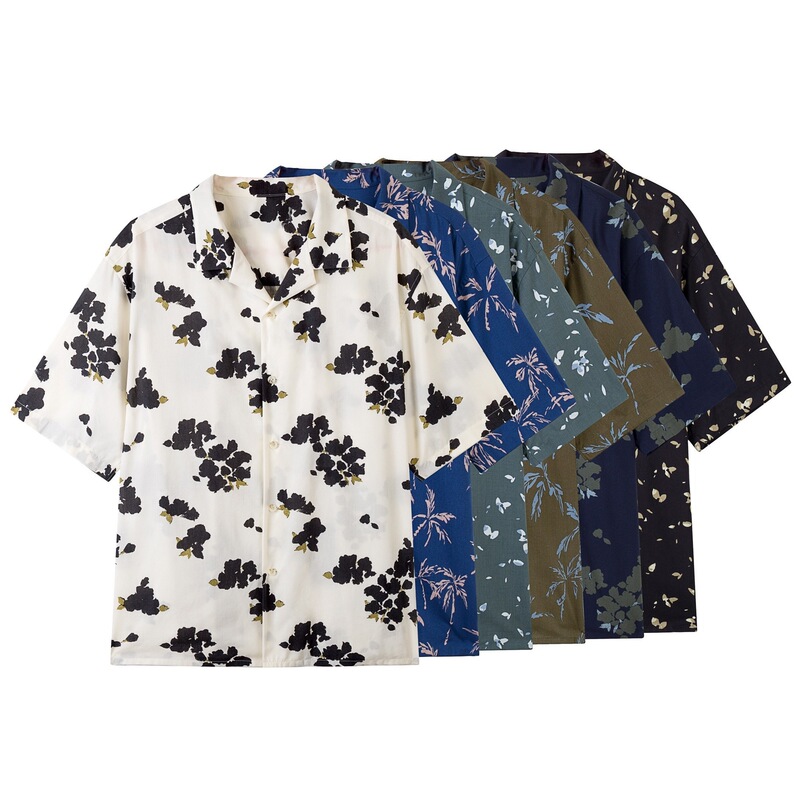 26 Men's and Women's Modal Blend Printed Open-Collar Short-Sleeved Shirts 482483/482480/482481