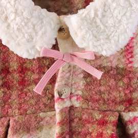 女童毛呢大衣夹棉2025秋冬新款儿童英伦风中长款女孩冬装宽松外套