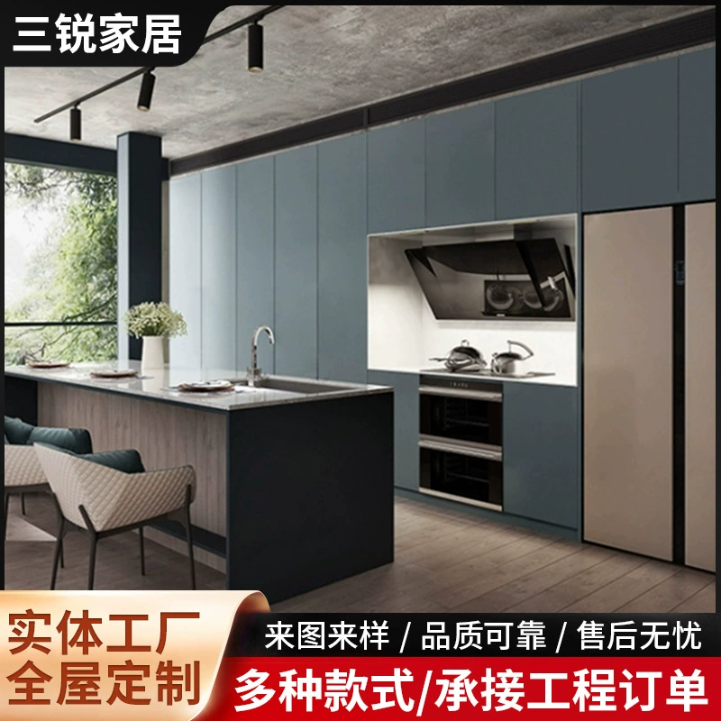 Индивидуальный дизайн всего дома в Перл-Ривер-Дельте, современные минималистичные открытые шкафы для небольших квартир, легкие роскошные кухонные шкафы.