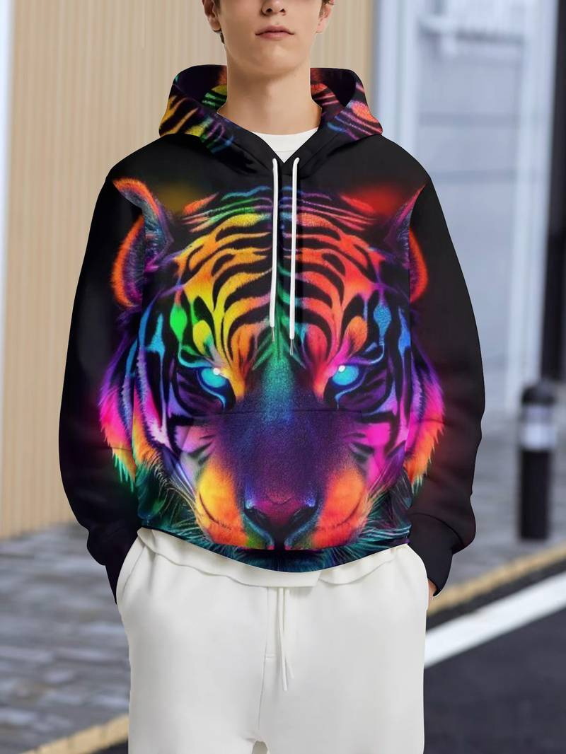 Sweat à capuche homme, pull imprimé numérique 3D, coupe ample, tendance et décontracté, veste chaude automne-hiver_voghion.com