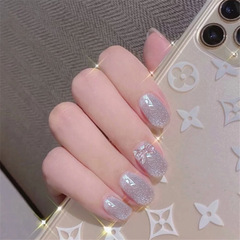 X029 Fashionable Whitening Short Nail Tabs, Reusable 24 Pieces Cat Eye Butterfly Nail Stickers