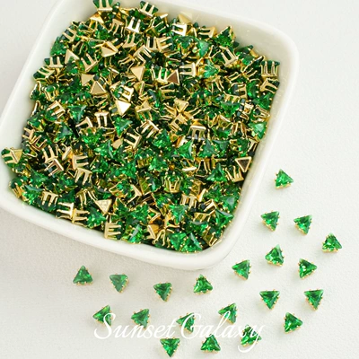 Multi-Faceted Zircon Claw Drill Spacer — Zərgərlik ara hissələri - 4mmforest-green-gold-30-pieces