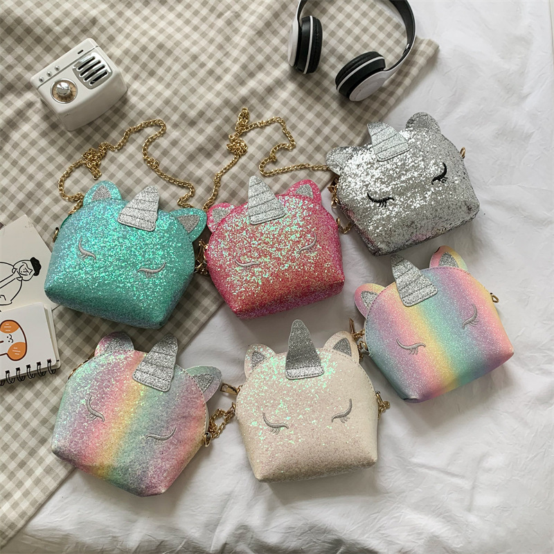 Sequin Unicorn Bag 2026 New Fashion Children's Cute and Fun Shoulder Bag Baby Cartoon Coin Purse Trendy