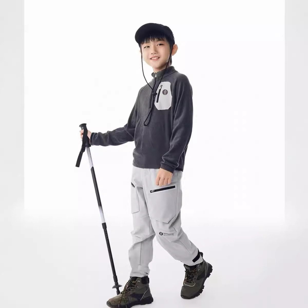Autumn and Winter with Sweater Boy's Mountain Climbing Sports Big Children Comfortable and Warm Youth with Vertical Collar and Thick Top