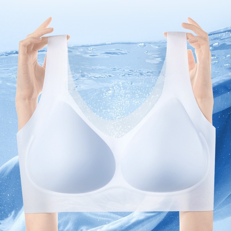 夏超薄型クールゼリー接着剤シームレスブラジャー固定カップ下着女性の小さな胸プッシュアップ通気性ブラジャー 22096|undefined