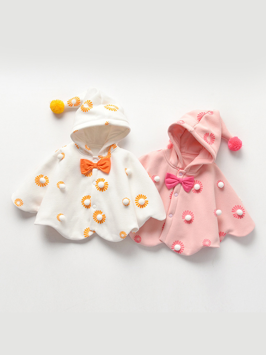 Baby Cloak Girls Cape Style Autumn and Winter Clothing Kidsren's Shawl Style Hooded Outing Windproof Baby Quilt Print