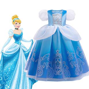 2024 New Fairy Princess Dress cosplay Satin Princess Dress Cinderella Print Puff Princess dress