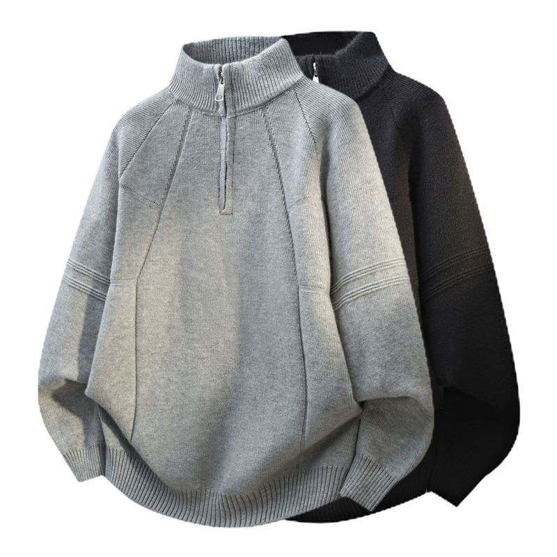 Cross-Border Popular European Size Half-Zip Sweater Men's Versatile Sweater Autumn and Winter Old Money Style High-End Business Factory Wholesale