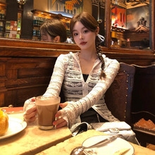 现货 蕾丝白色防晒衣夏连帽拉链开衫外搭女薄款防晒衫seo*ocookie