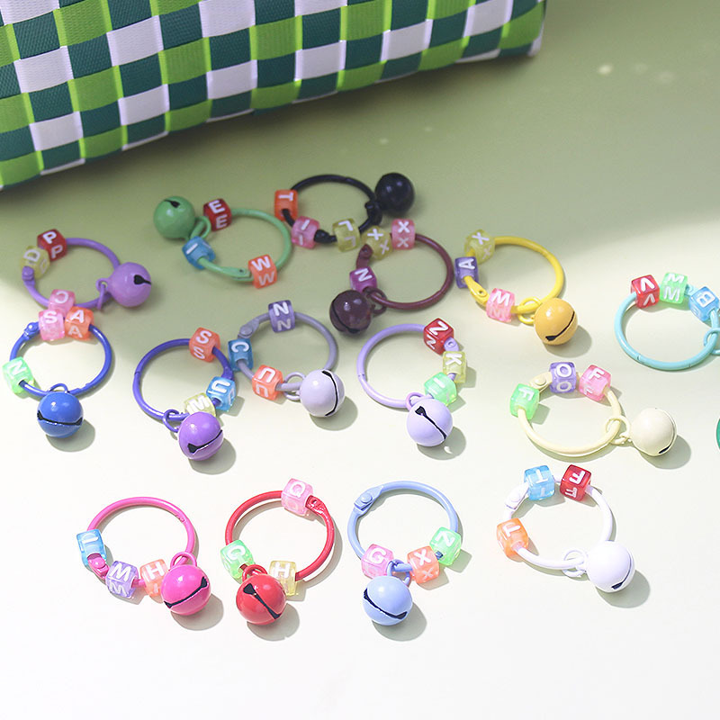 Color Baking Paint Bell Key Ring Pendant Candy Color Letter Beads DIY Accessories Keychain Women's Bag Pendant Color Baking Paint Bell Key Ring Pendant Candy Color Letter Beads DIY Accessories Keychain Women's Bag Pendant