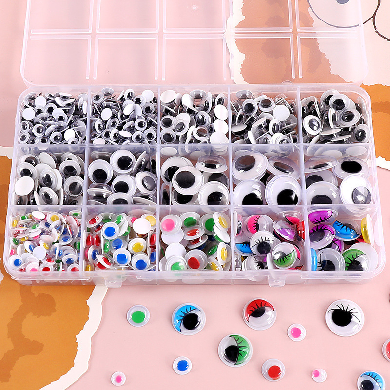 Colorful Movable Eyes with Adhesive Backing Eyes DIY Animal Eyes with Eyelashes Eyeball Stickers Black and White Eye Eyeball Stickers
