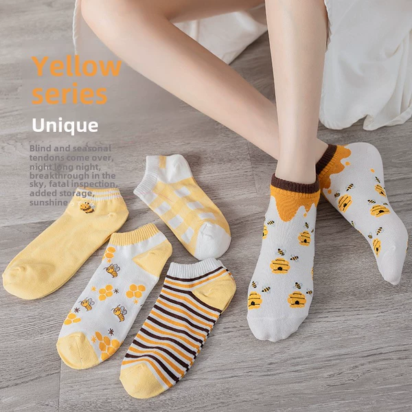 064 yellow bee socks