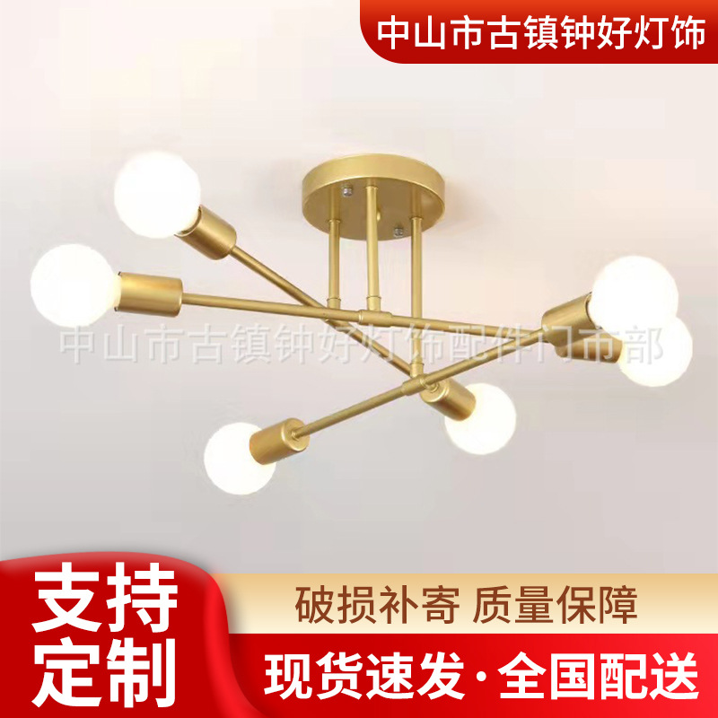 Lámpara de techo nórdica de seis focos, diseño industrial moderno para dormitorio, comedor o tienda