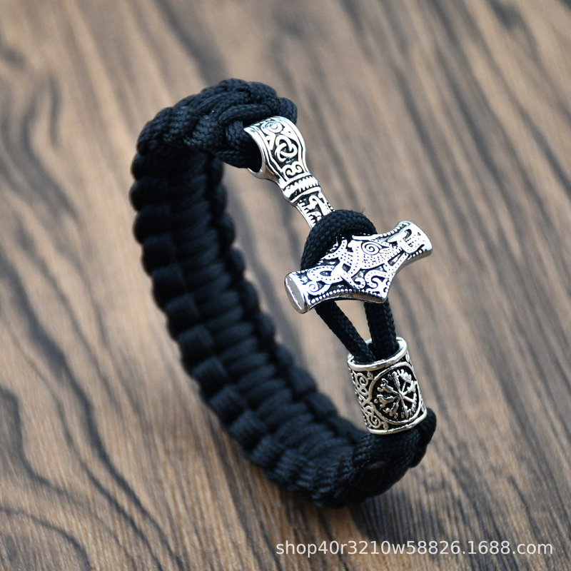 Foreign Trade E-Commerce Men's Handmade Bracelet Anchor Viking Thor's Hammer Hand-Woven Bracelet Outdoor Paracord Bracelet Foreign Trade E-Commerce Men's Handmade Bracelet Anchor Viking Thor's Hammer Hand-Woven Bracelet Outdoor Paracord Bracelet