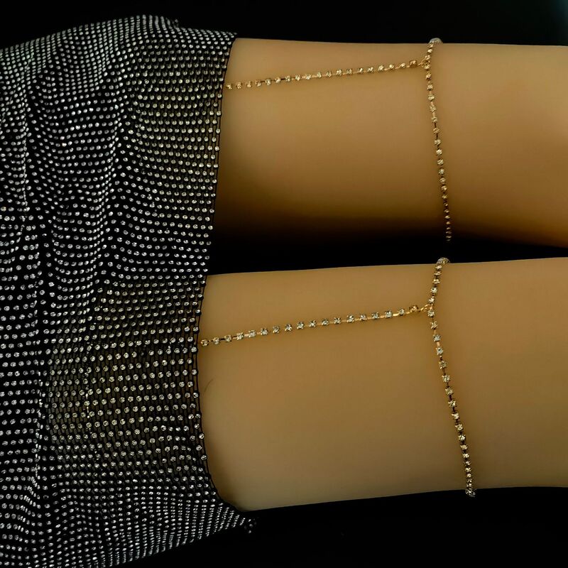 Europe and the United States cross-border jewelry sexy hot girl stretch with lace beach leg ring body chain sweet cool rhinestone tassel leg chain