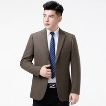 高端毛料西装男单件上衣秋冬新款中年休闲西服外套羊毛中厚款单西