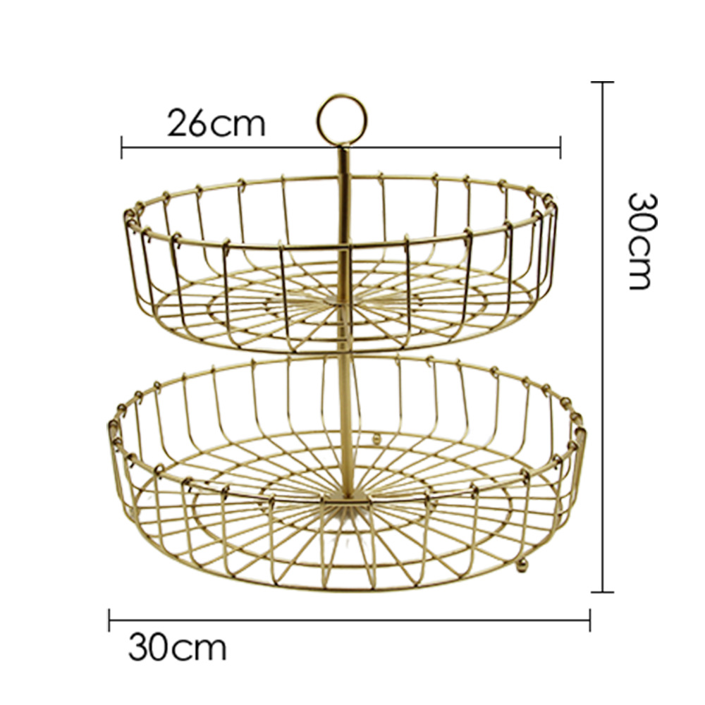 Transfronterizo nórdico cesta de fruta de hierro hogar snack fruta plato fruta cesta decoración in estilo bandeja de doble capa