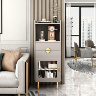 ft Light Luxury Rock Board Sideboard Cabinet Modern Simple Living Room Coffee Cabinet Multifunctional Sofa Side Cabinet Narrow Cabinet Storage Cabinet