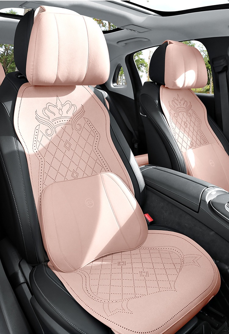 2026 New Crown Suede Leather Car Seat Cushion, Suitable for All Seasons, Small Waist Design, Model MA12