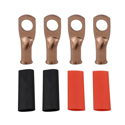 AWG American Copper Nose 4 copper cold press terminals with heat shrink tube (Power supply, ignition system accessories) - 8516-terminal-4-red-and-black-heat-shrinkable-tube-2
