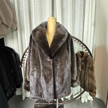 进口紫标天鹅绒水貂皮草女中长款时尚貂皮大衣整貂外套挽袖2025新