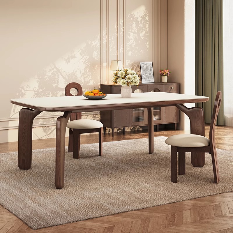 Mesa de comedor de patas de elefante de estilo antiguo de madera de fresno