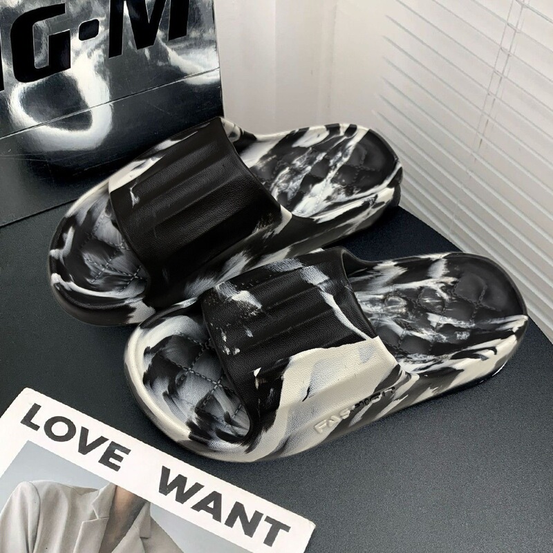 Explosive camouflage EVA foot shit feeling ink painting non-slip graffiti deodorant slippers for men and women summer wear soft bottom one word