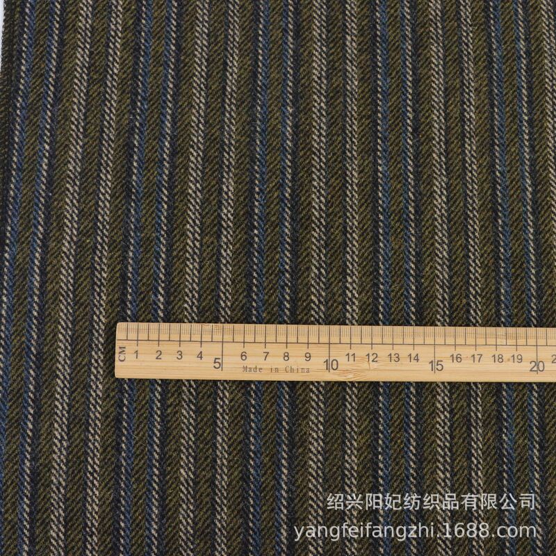 厂家批发 粗纺条纹色织人字纹毛呢面料 秋冬服帽套装鱼骨纹布料|undefined