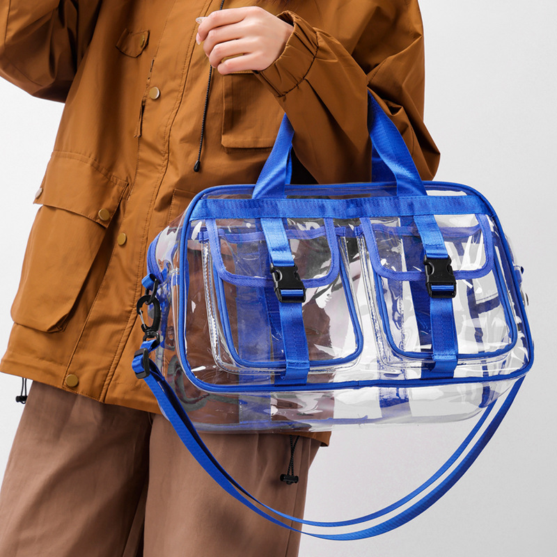 국경 간 휴대용 PVC 투명 어깨 가방 여름 새로운 색상 대용량 수영 가방 방수 세면 용품 가방