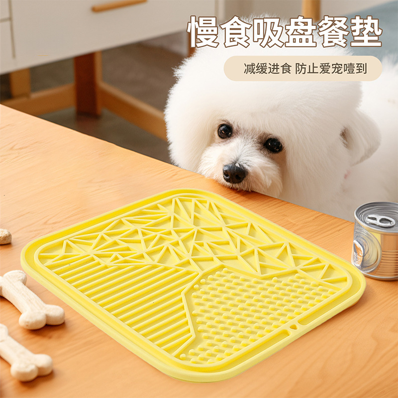 Silicona transfronteriza comida lenta con ventosa mantel de mesa mantel de mesa tazón de perro mascota impermeable antideslizante y anti-asfixia plato de lamer
