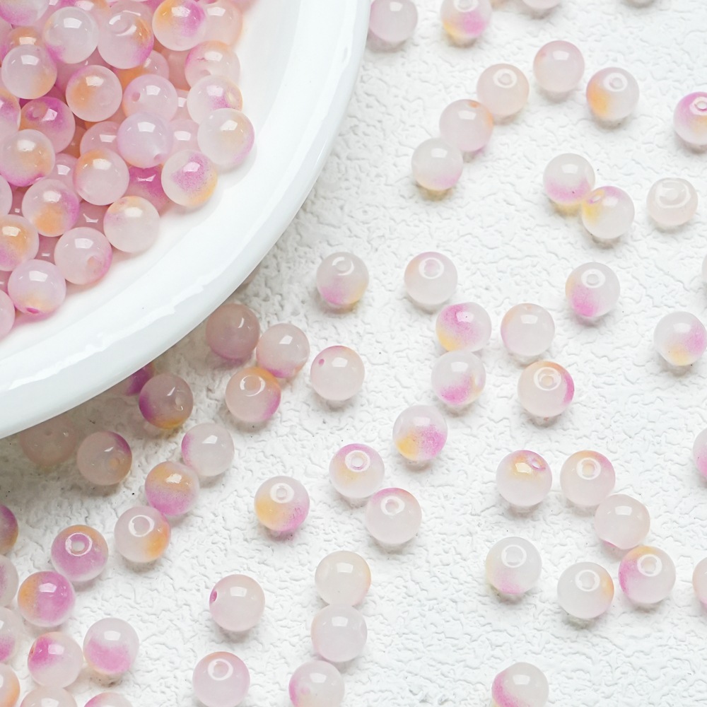 10mm de dos colores de gradiente de perlas de vidrio collar pulsera hecha a mano DIY pulsera cuentas redondas accesorios al por mayor