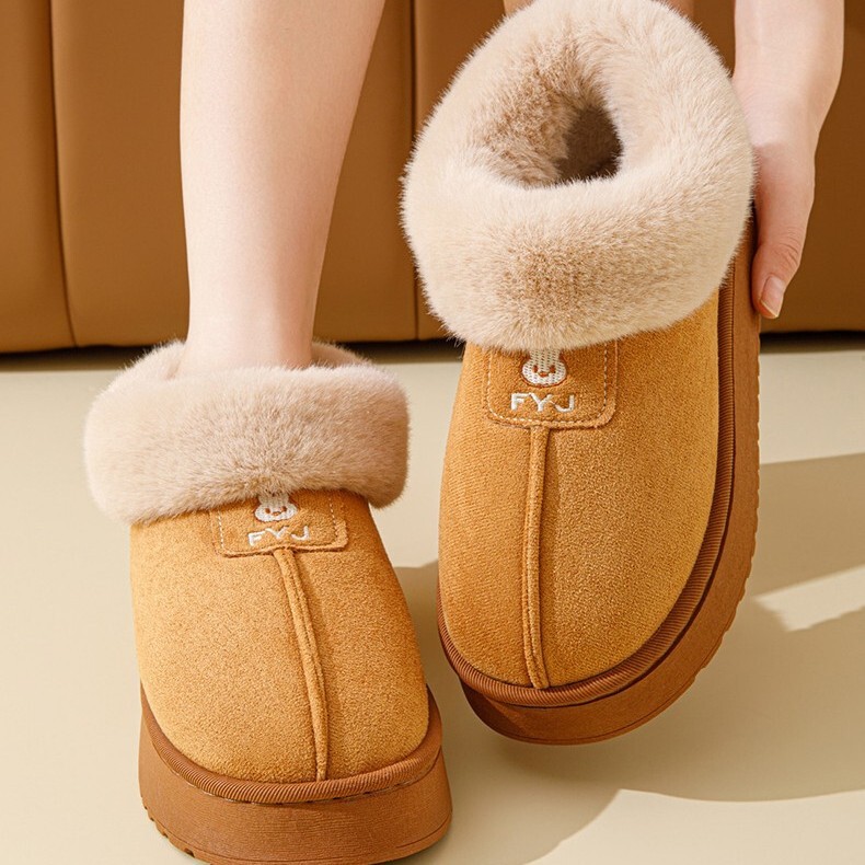 2025 Cotton Slippers Autumn and Winter Women's Home Bag Heel Confinement Thick-Soled Warm Couple Fleece-Lined Outdoor Snow Boots for Men