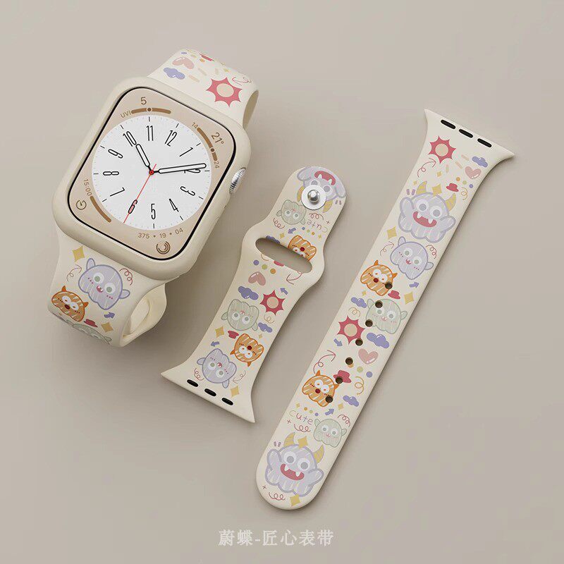 Suitable for iWatch Strap S10 Cartoon Print Applewatch S9/8/7/6 Cute Silicone Apple Watch Suitable for iWatch Strap S10 Cartoon Print Applewatch S9/8/7/6 Cute Silicone Apple Watch