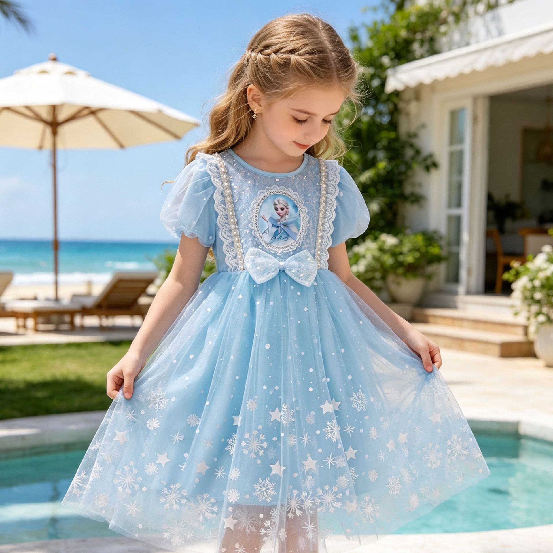 Summer Children's Elsa Princess Dress, Girls' Elsa Frozen Dress, Sequined Tutu Dress, Factory Direct Shipping