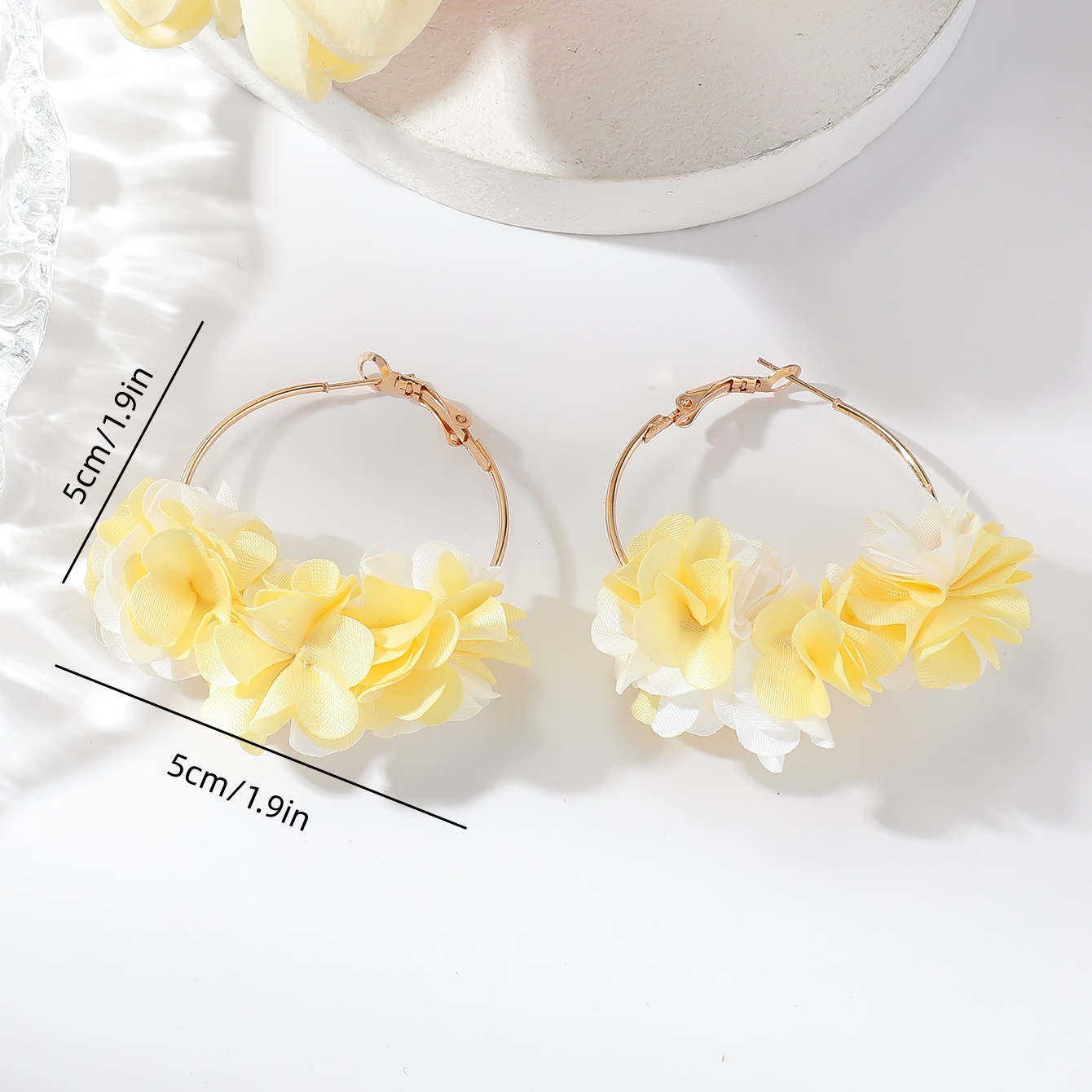 10g Weight 304 Stainless Steel Ear Needle Material Earrings Classification 1 Pair Quantity Travel, Street Occasion Cloth Material Flower Pattern All Seasons Season Women's Gender Sweet Style 1 Pair Sweet Flower Cloth Earrings 8