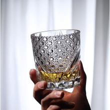浮雕日式威士忌酒杯 雕刻高档玻璃洋酒杯 潮创意星芒烈酒杯洛克杯