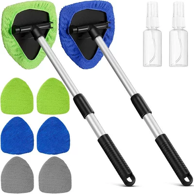 Windshield Cleaning Brush, Defogging Window, Car cleaning tools - 8-cloth-covers-2-sets-of-plastic-parts-2-50ml-spray-bottles