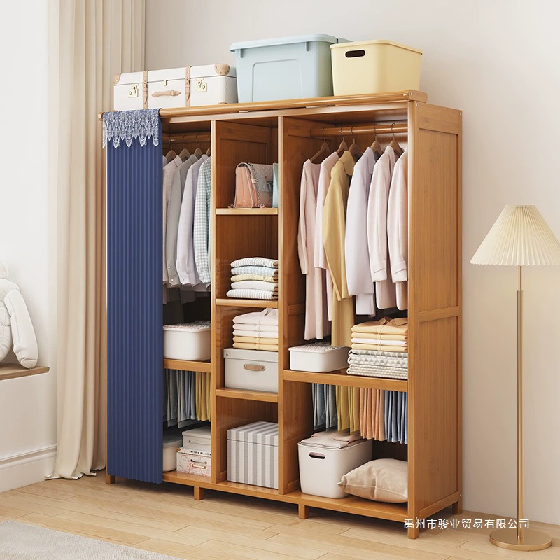 Wardrobe Storage Unit, pull-curtain design, modular lengths 0.52–1.7 m, economical assembly