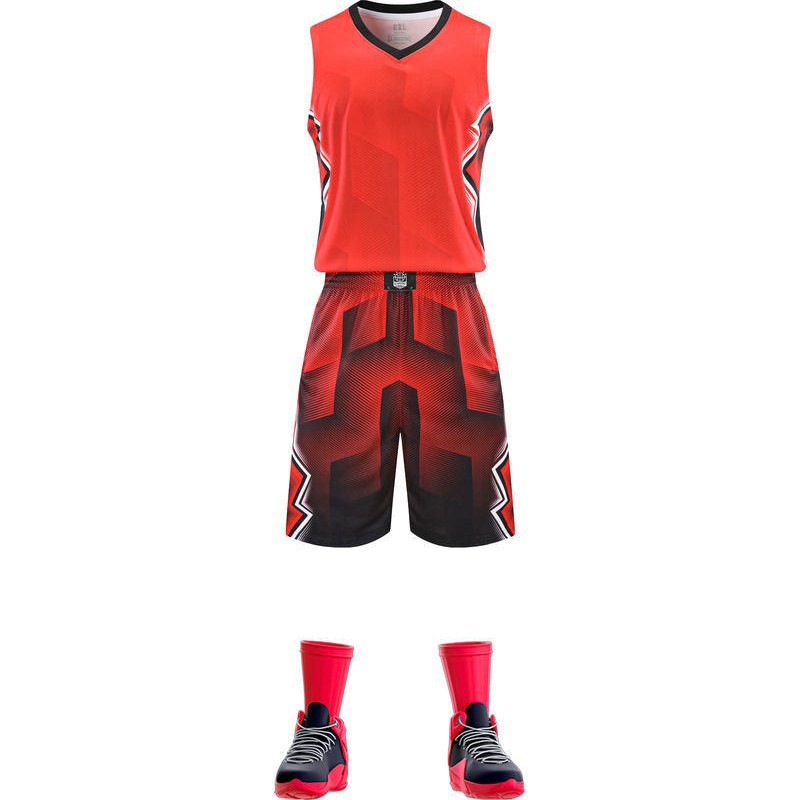 Basketball Uniform Suit Men's Game Quick-Drying Loose Vest Sports Printed Training Team Uniform Student Jersey Summer Breathable