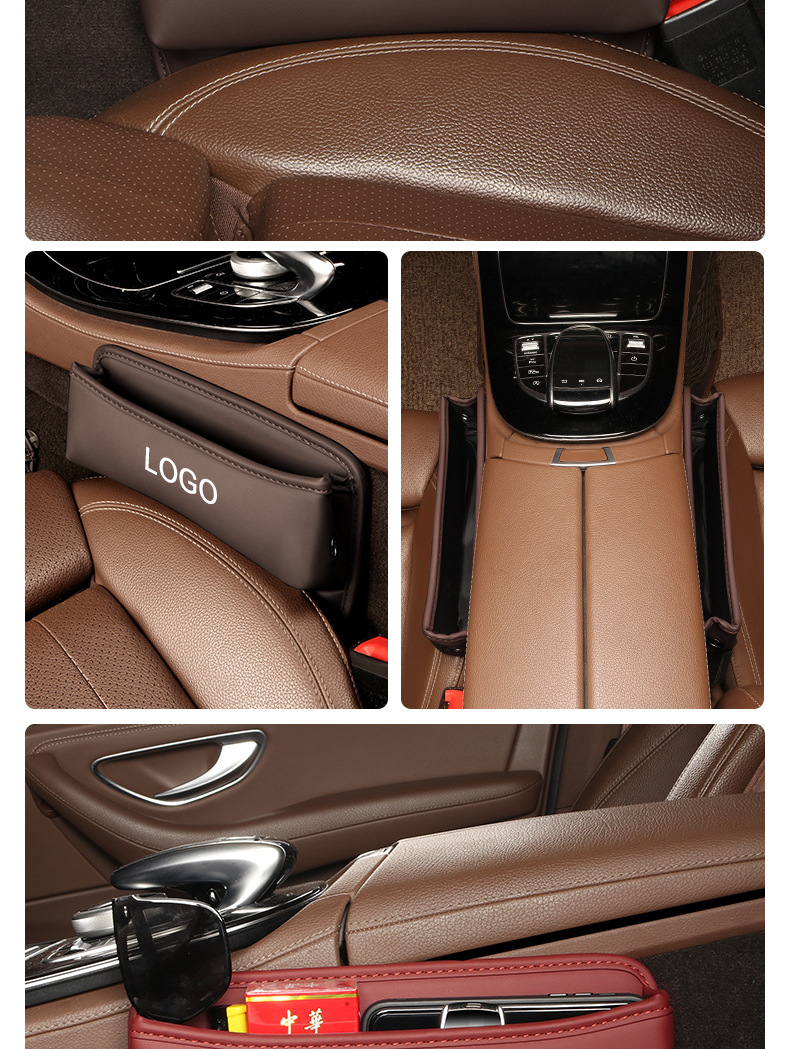 Car Seat Gap Storage Box Leather Organizer