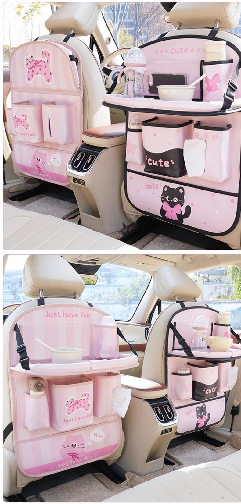 Car Seat Back Organizer Storage Bag Hanging Bag Car Rear Seat Small Table Dining Table Multifunctional Storage Bag