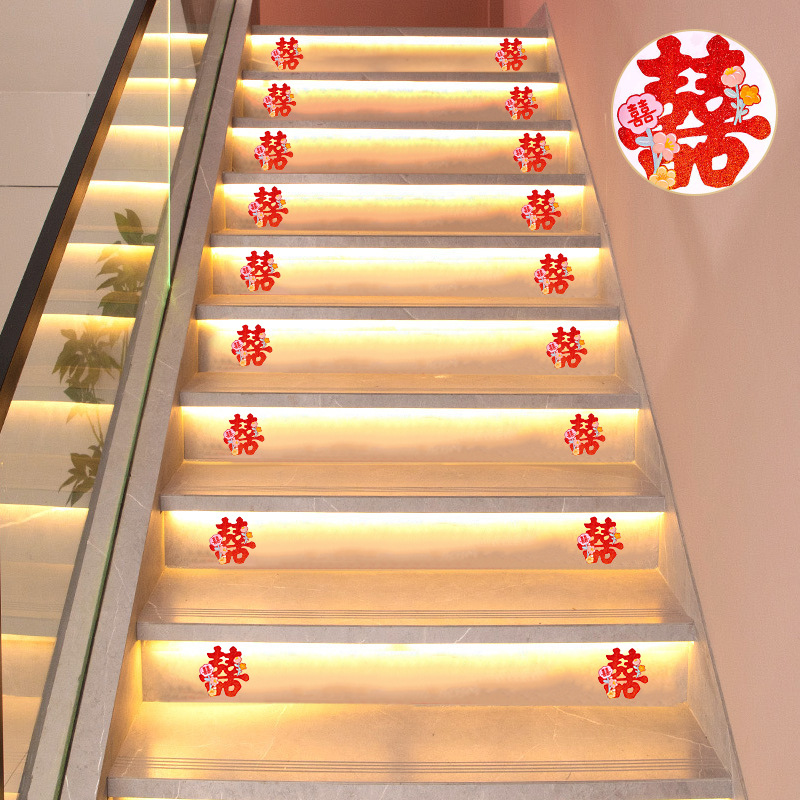 Sala de bodas escaleras decoración no tejida pegatinas de pared Garland Xi pegatinas de personajes suministros de boda nueva casa diseño de escena