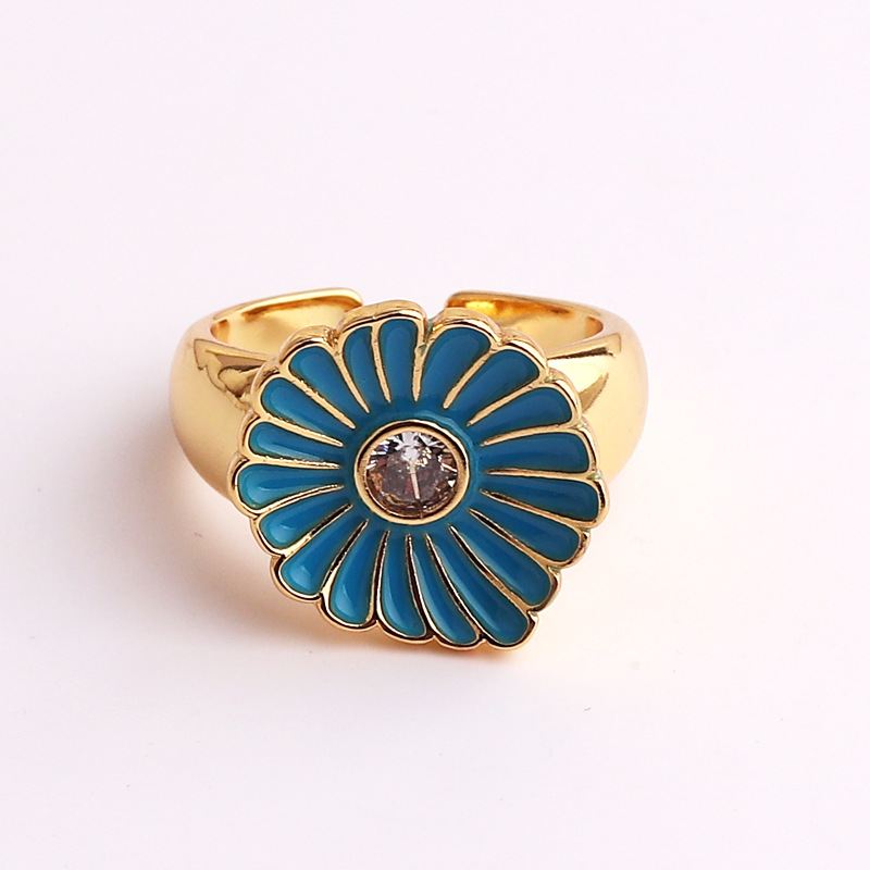 Simple Style Flower Copper Plating Open Ring 1 Piece