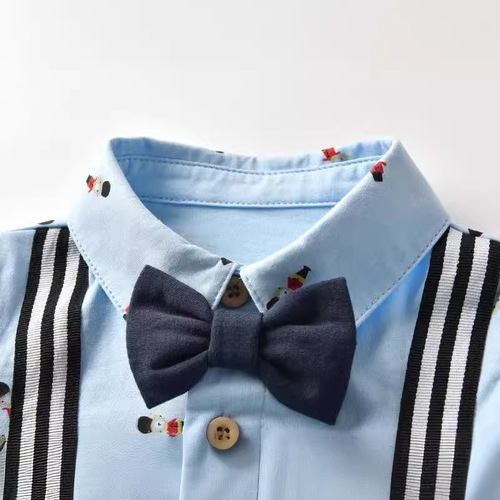 Cross-border children's summer new infant one-piece suit with gentleman bow tie, two-piece belt top for babies, full moon and first birthday.