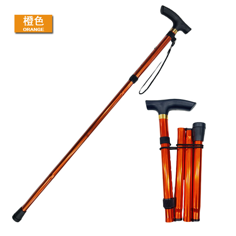 Palo de escalada de aleación de aluminio plegable telescópico ajustable de cinco secciones bastón 6 colores bastón antideslizante opcional para los ancianos