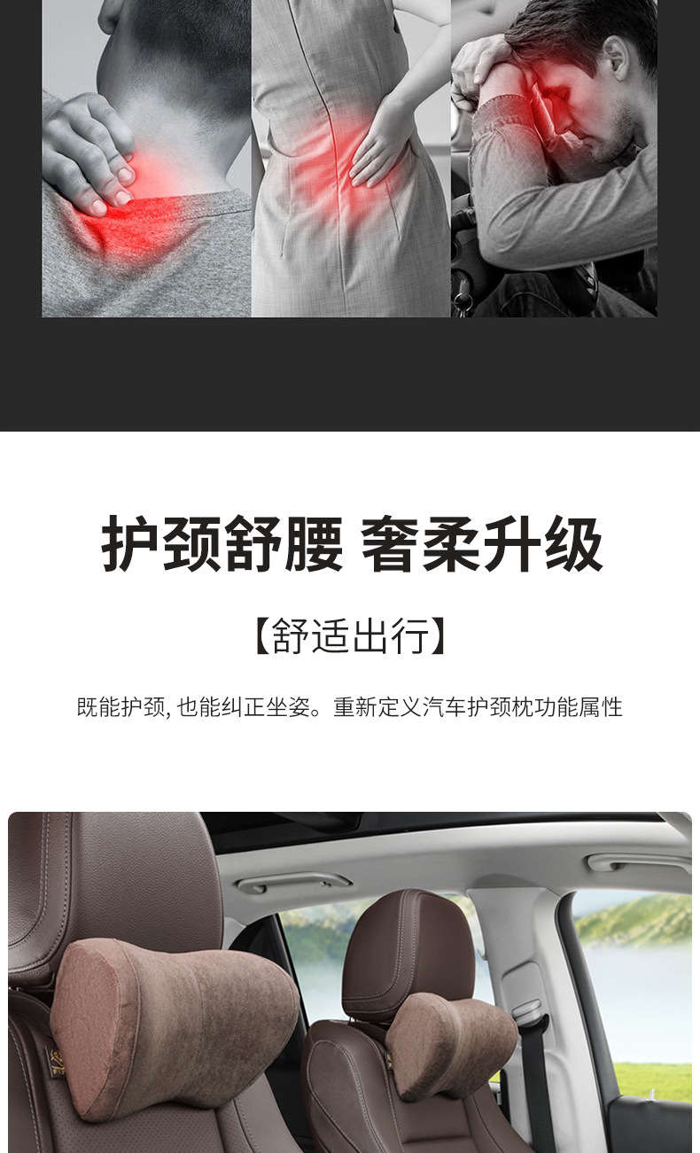 Car Headrest Neck Pillow Memory Foam Pillow Car Supplies Seat Cervical Pillow Car Lumbar Pair for Car