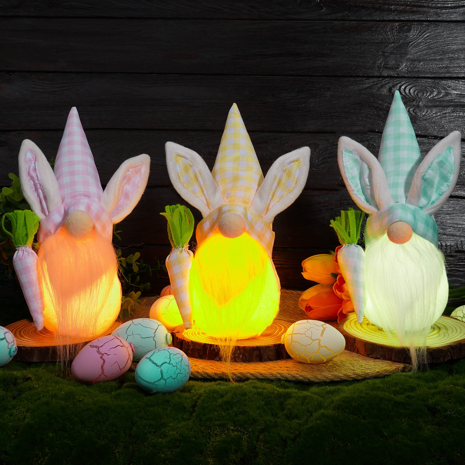 Nueva muñeca de conejo de Pascua luminosa muñeca sin rostro decoración lindo enano decoración de vacaciones suministros al por mayor