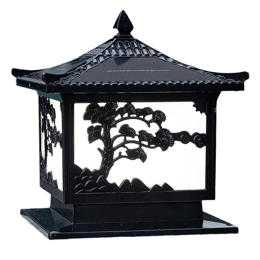 태양 기둥 헤드 라이트 환영 소나무 발 야외 벽 빛 빌라 안뜰 기둥 빛 중국 장식 빛 궁전 빛