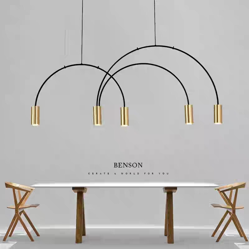 Nordic post-modern arch line minimalist dining chandelier living room bedroom bar exhibition hall spotlight personalized chandelier Indoor Nordic post-modern arch line minimalist dining chandelier living room bedroom bar exhibition hall spotlight personalized chandelier Indoor